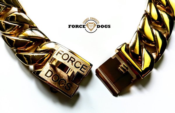 "FORCE DOGS®" Exklusive Panzerkette GOLD 66cm